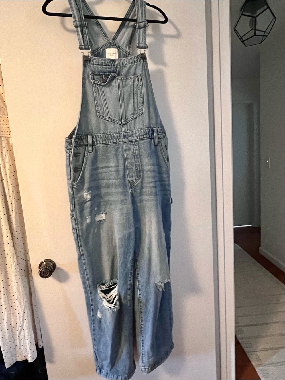 Hidden Los Angeles Light Blue Distressed Denim Overalls for Women